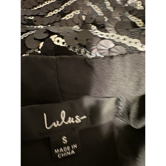 Lulus Sequin Jacket S Small Black Silver Wedding Formal Party Cruise Holiday NEW - Picture 15 of 16